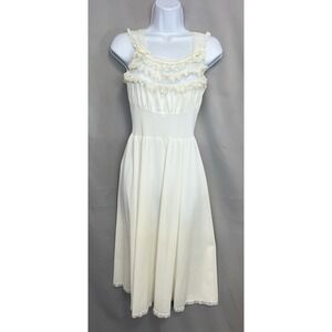 Vintage Women's by Radcliffe Ivory Nylon Lace Midi Nightgown sz Small